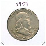 1951 Franklin Silver Half Dollar