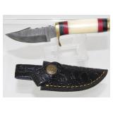 New Damascus Blade Clip Point Knife with Gut Hook