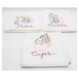 Vintage Hand Embroidered Kitten Dish Towels -