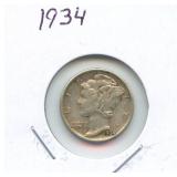 1934 Mercury Silver Dime