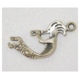 Vintage Sterling Silver Kokopelli Pendant Charm -