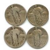 Group of 4 Standing Liberty Silver Quarters