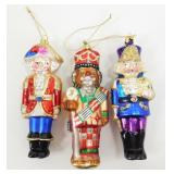 * Lot of 3 Blown Glass Nutcracker Ornaments