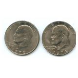 1972 & 1974-D Eisenhower Dollars