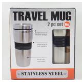 New Stainless Steel Travel Mug 2-pc Set