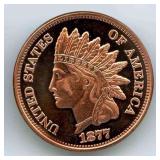 1 oz Pure Copper Round - 1877 Indian Head Cent