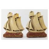 Vintage Clipper Ship Book Ends