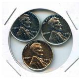 Group of 3 Uncirculated 1943 WWII Steel Wheat