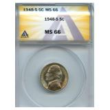 ANACS MS 66 1948-S Jefferson Nickel