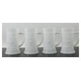 * 4 Milk Glass Steins