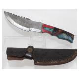 New Damascus Blade Knife with Gut Hook and New
