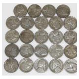 Group of 24 Jefferson Silver War Nickels
