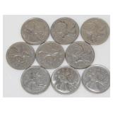 Group of 9 Canadian Quarters - No Silver