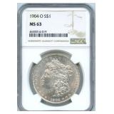1904-O Morgan Silver Dollar - NGC MS 63