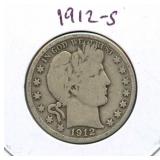 1912-S Barber Silver Half Dollar