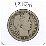 1915-S Barber Silver Half Dollar