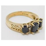 Vintage Gold Over Sterling Silver Blue Sapphire