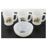 * Fire King Lot - 3 Coffee Mugs & 1 Bowl