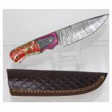 New Damascus Blade Drop Point Knife with New