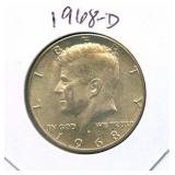 1968-D Kennedy Silver Half Dollar - 40% Silver