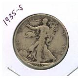 1935-S Walking Liberty Silver Half Dollar