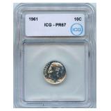 1961 Proof Silver Roosevelt Dime - ICG PR67