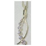 Sterling Silver CZ Pendant Necklace - 19ï¿½