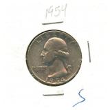1954-S Washington Silver Quarter