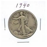 1940 Walking Liberty Silver Half Dollar