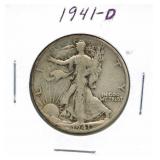 1941-D Walking Liberty Silver Half Dollar