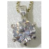 Sterling Silver 18ï¿½ Solitaire CZ Pendant Necklace