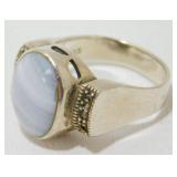 Sterling Silver Light Blue Lace Agate Marcasite