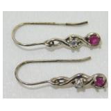 Sterling Silver CZ Ruby Earrings - 1ï¿½