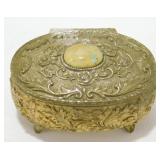 Vintage Footed Brass Trinket Box