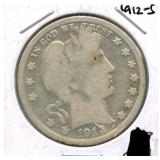 1912-S Barber Half Dollar (90% Silver)