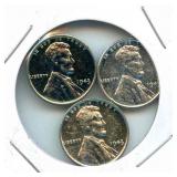 3 Uncirculated WWII Lincoln Steel Wheat Cents