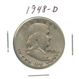 1948-D Franklin Silver Half Dollar