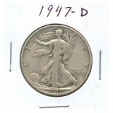 1947-D Walking Liberty Silver Half Dollar