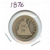 1876 Seated Liberty Silver Quarter