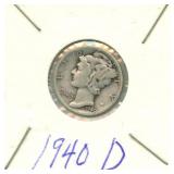 1940-D Mercury Silver Dime