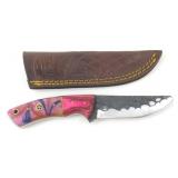 New Dragon Scale Straight Back Knife with Leather