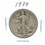 1934 Walking Liberty Silver Half Dollar