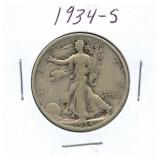 1934-S Walking Liberty Silver Half Dollar