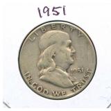 1951 Franklin Silver Half Dollar