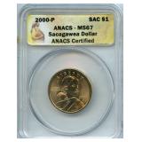 2000-P Sacagawea Dollar ANACS MS67