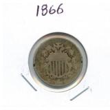 1866 Shield Nickel - Rays