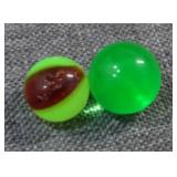 (2) Vintage UV Reactive Uranium Marbles