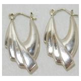Vintage Sterling Silver Hoop Earrings - 1.25ï¿½