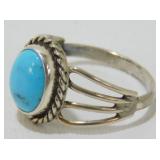 Vintage Sterling Silver Turquoise Ring - Size 8
