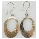 Vintage Sterling Silver Hammered Oval Earrings